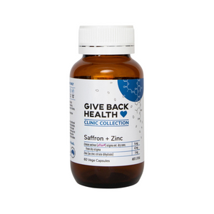 Give Back Health Clinic Collection Saffron + Zinc 60vc 10% off RRP HealthMasters Give Back Health Clinic Collec