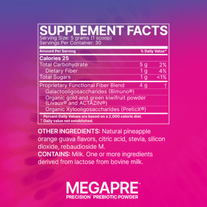 Microbiome Labs MegaPre 144.6g Powder 10% off RRP at HealthMasters Microbiome Labs Ingredients