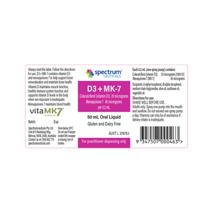 Spectrumceuticals D3 + MK-7 Spray Oral Liquid  10% off RRP at HealthMasters Spectrumceuticals Label