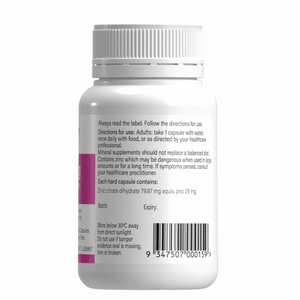 Spectrumceuticals Zinc 25mg 120 Caps 10% off RRP at HealthMasters Spectrumceuticals Directions