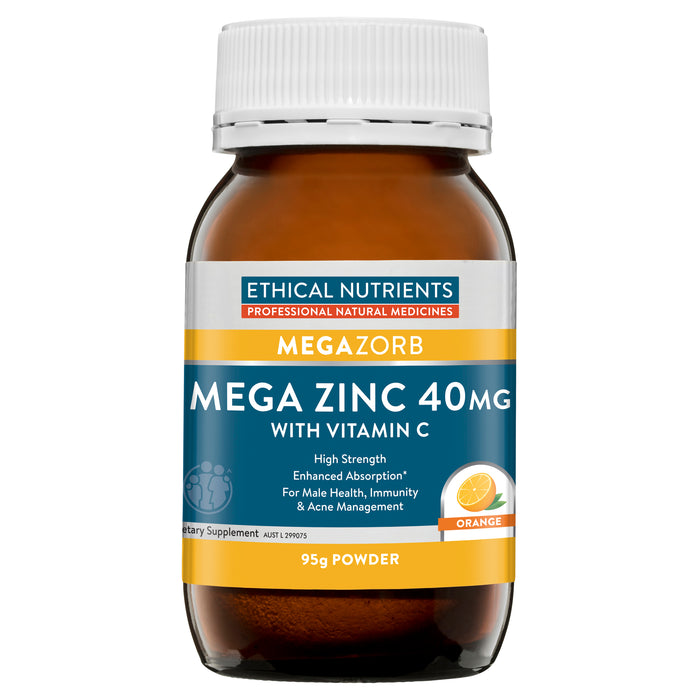 Ethical Nutrients MEGAZORB Mega Zinc Powder 40mg Orange 95g