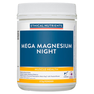 Ethical Nutrients Mega Magnesium Night 272g 20% off RRP | HealthMasters Ethical Nutrients