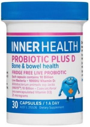 Inner Health Probiotic Plus D 30caps 20% off RRP at HealthMasters