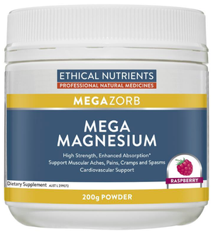 Ethical Nutrients MEGAZORB Mega Magnesium Powder (Raspberry) 200g | HealthMasters