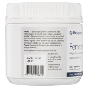 Metagenics FemmeX Lemon Lime 252g 10% off RRP | HealthMasters Metagenics Information