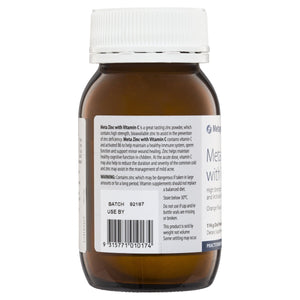 Metagenics Meta Zinc With Vitamin C Oral Powder Orange Flavour 114g 10% off RRP HealthMasters Metagenics Information