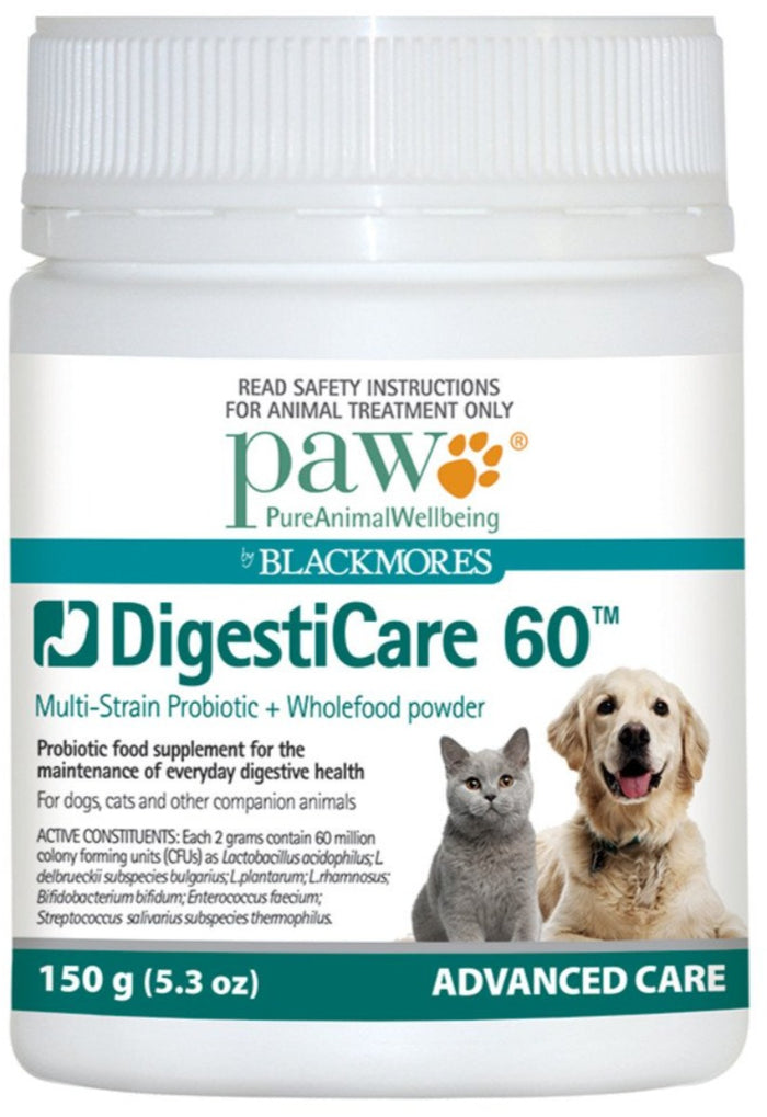 PAW By Blackmores DigestiCare 60 (Multi-Stain Probiotic + Wholefood Powder) 150g