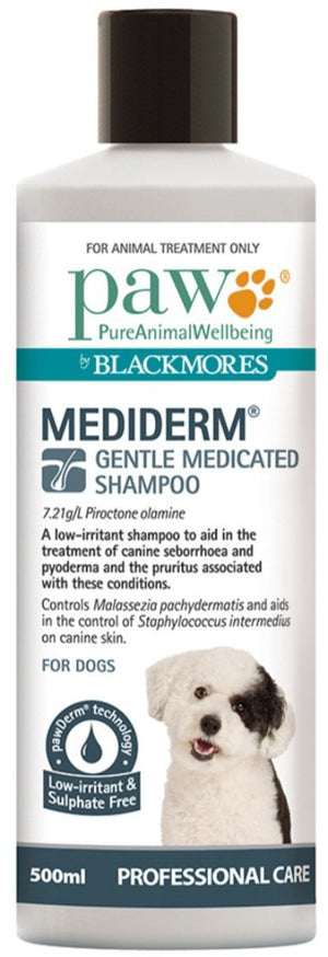 PAW By Blackmores MediDerm Gentle Medicated Shampoo (for dogs) 500ml 10% off RRP at HealthMasters PAW by Blac